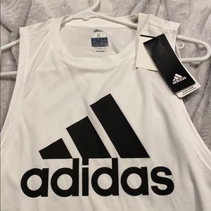 White adidas muscle workout tee